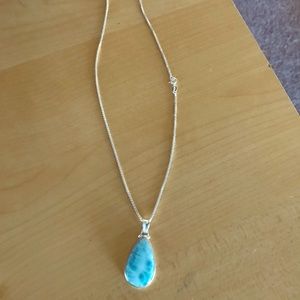 Blue Larimar necklace matching ring beautiful
